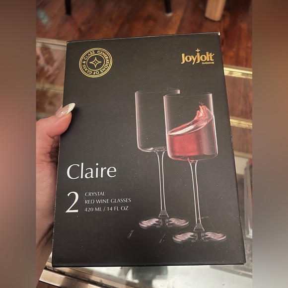 JoyJolt Glassware Set of Two Red Wine crystal Glasses, 14 Fl Oz, still in box! - Picture 1 of 3